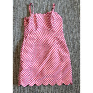 I Heart Ronson Pink and White Polka Dot Lined Form-Fitting Sundress Size 10